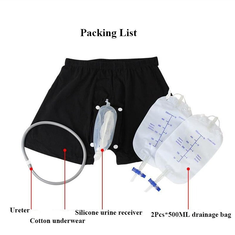 Male Urinal Bag Pee Holder – Reusable Silicone Walking Urinary Panties With Catheter