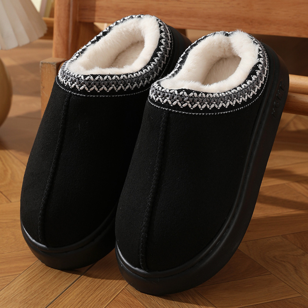 Fluffy Insole Platform Slippers Winter Slip On Faux Fur Shoes