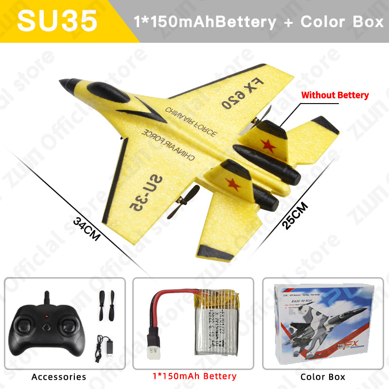 RC Plane SU35 2.4G With LED Lights Aircraft Remote Control Flying Model Glider Airplane SU57