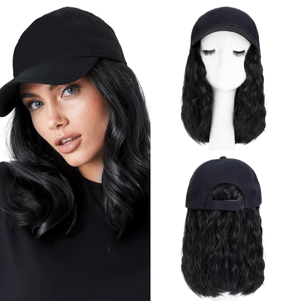 Heat Resistant Synthetic Wavy Wig Extension Baseball Cap