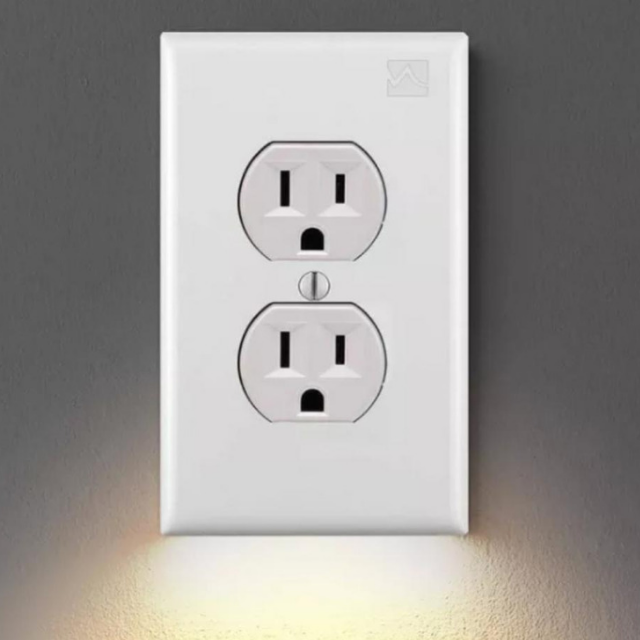 Double Wall Plug Socket LED Hallway Night Light Combo
