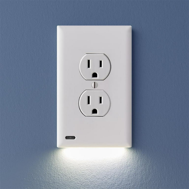 Double Wall Plug Socket LED Hallway Night Light Combo