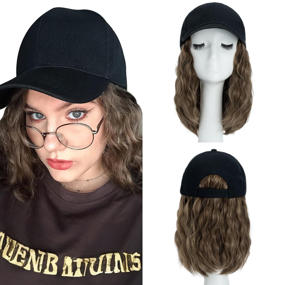 Heat Resistant Synthetic Wavy Wig Extension Baseball Cap