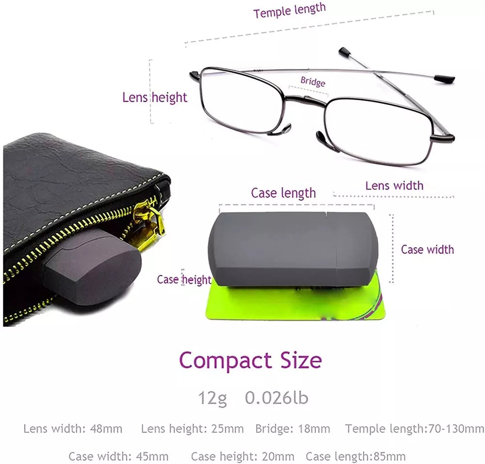 Folding Reading Glasses - Portable With Case