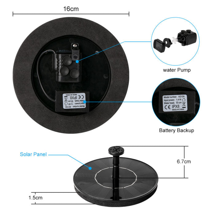 Solar Fountain Pump Floating Water Decor