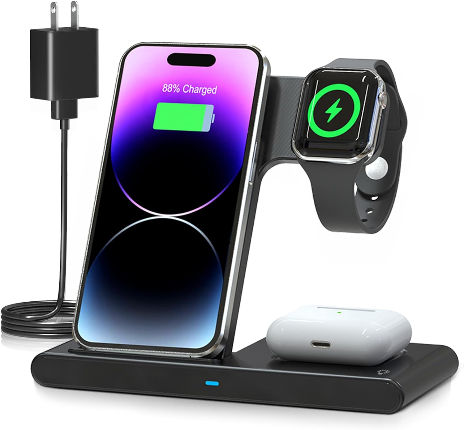 3 IN 1 Wireless Fast Charger Stand For iphone Watch And Airpod