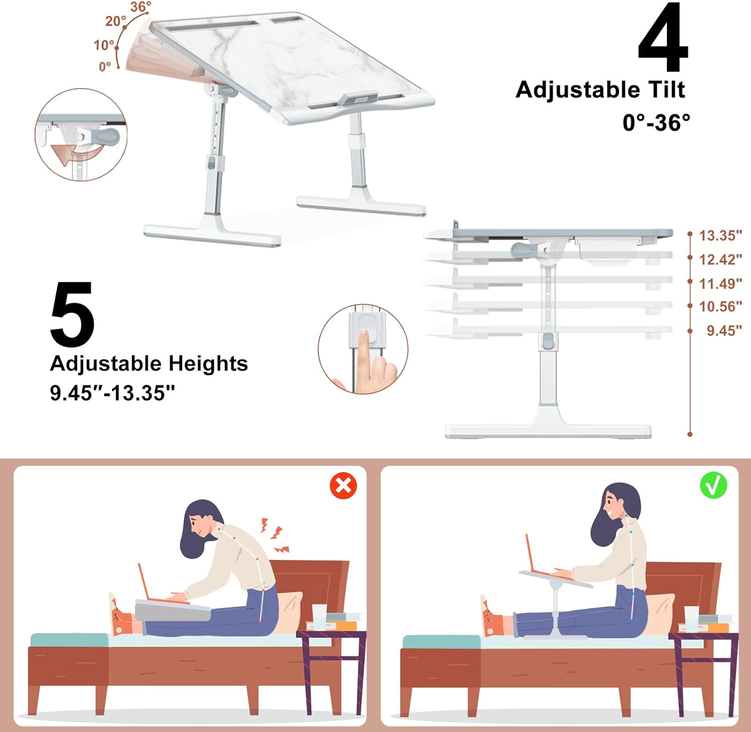 Adjustable Laptop Stand for Bed