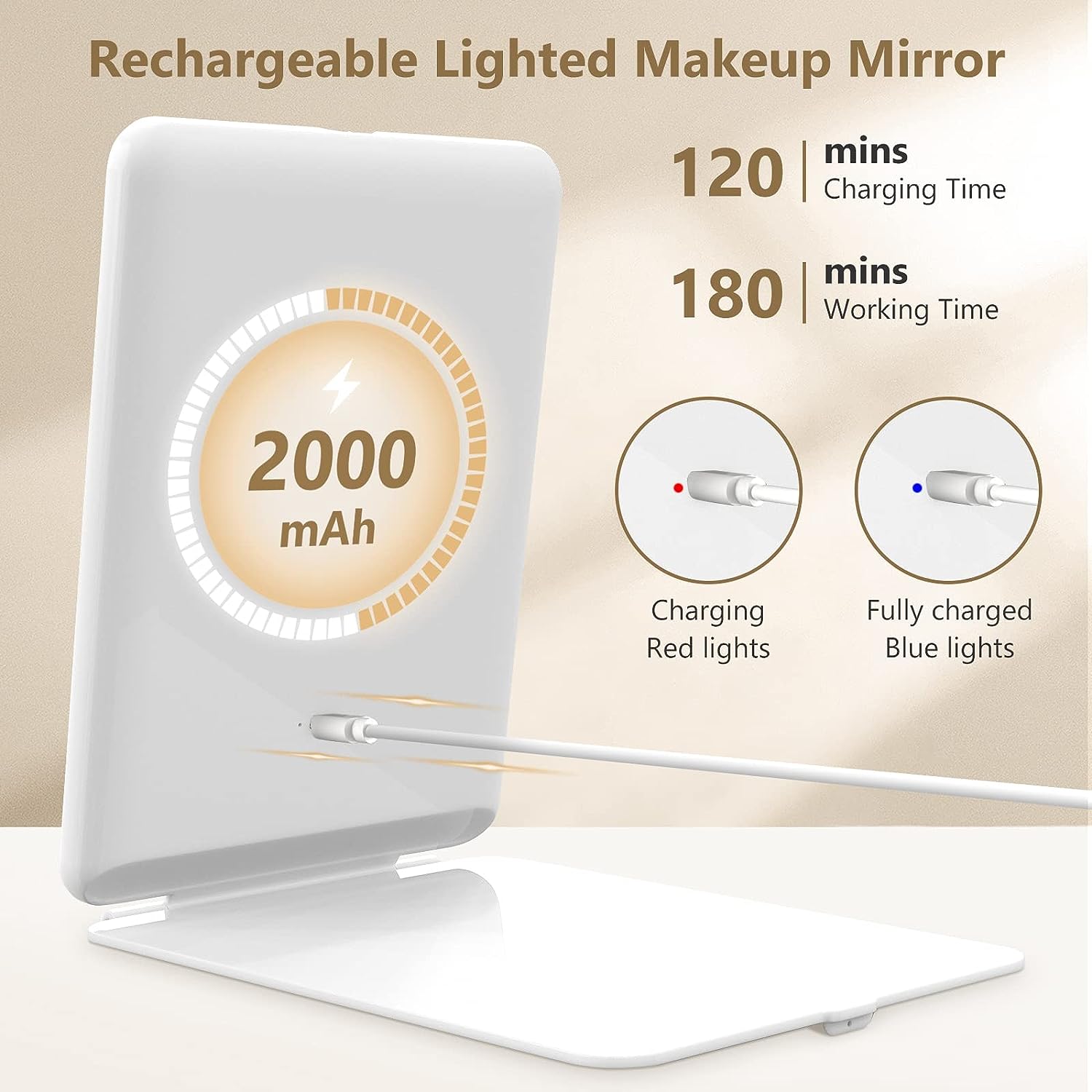 Travel Lighted Makeup Mirror With Magnification