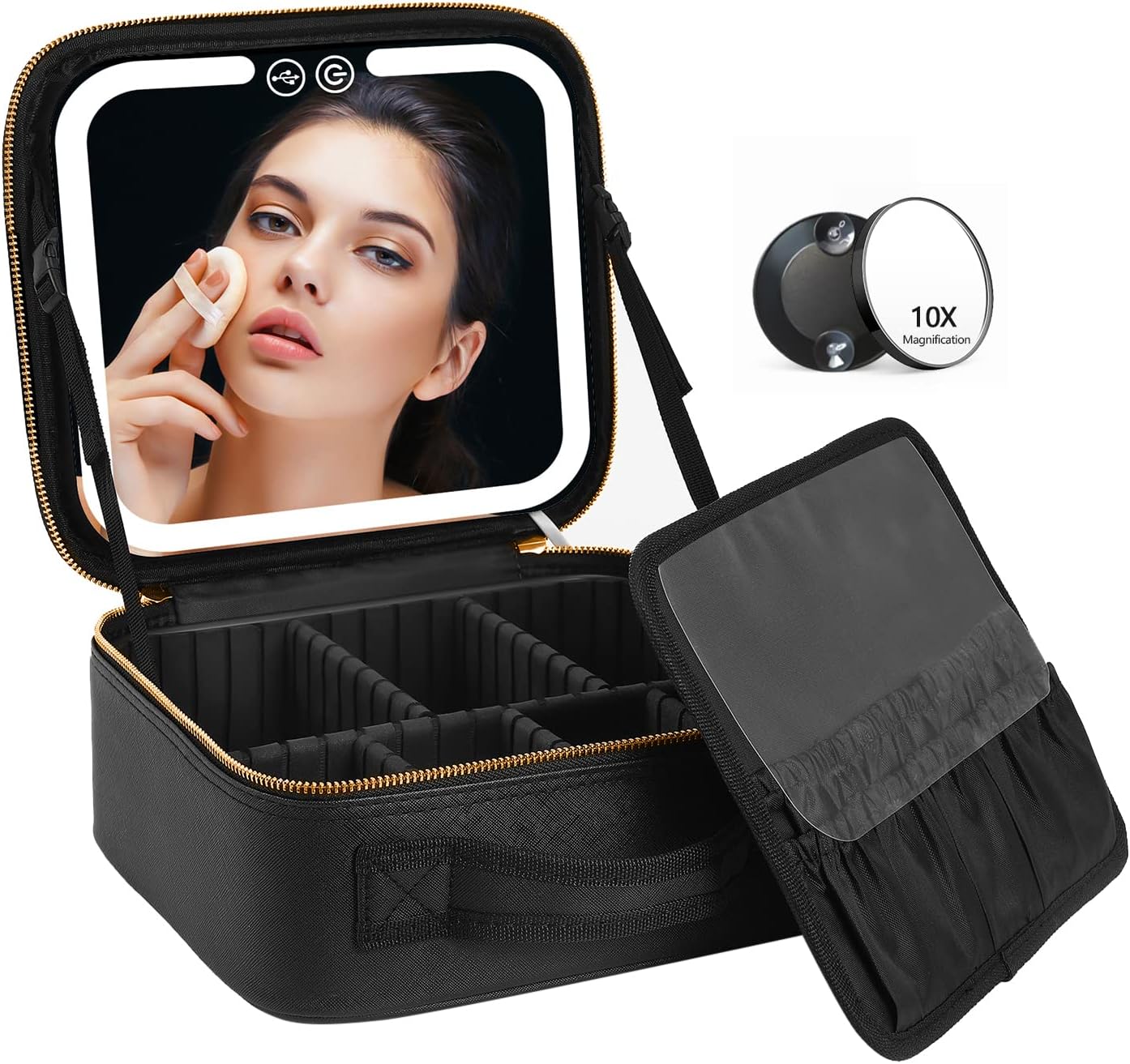 Makeup Bag with Mirror and Lights