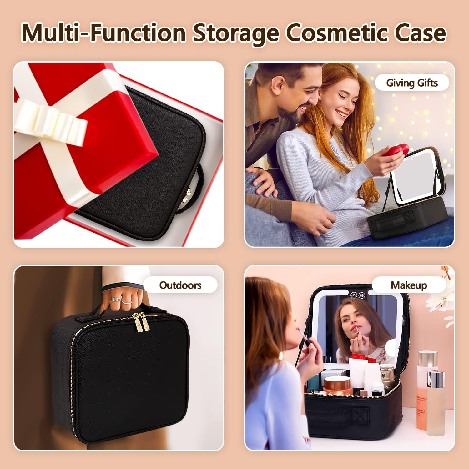 Makeup Bag with Mirror and Lights