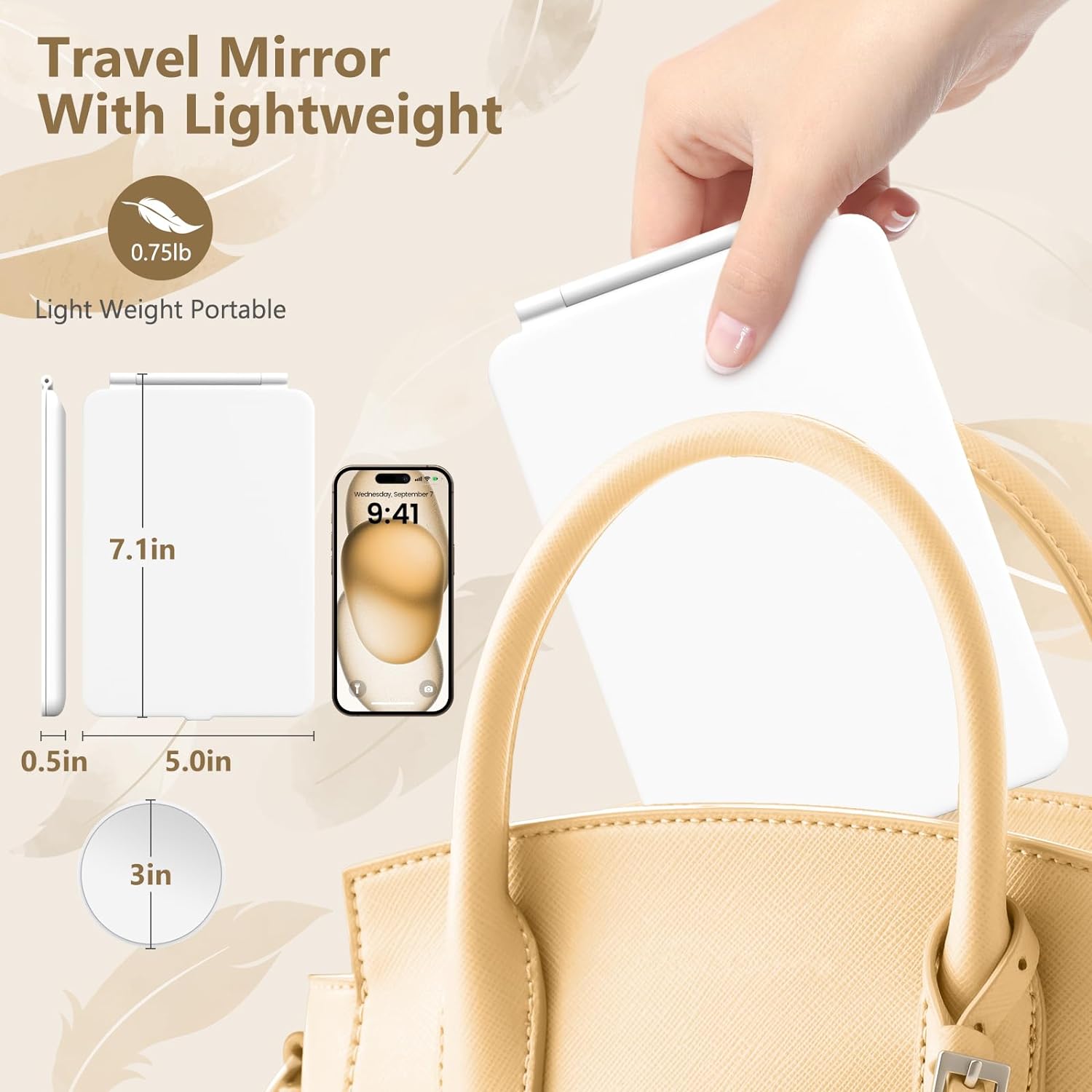 Travel Lighted Makeup Mirror With Magnification