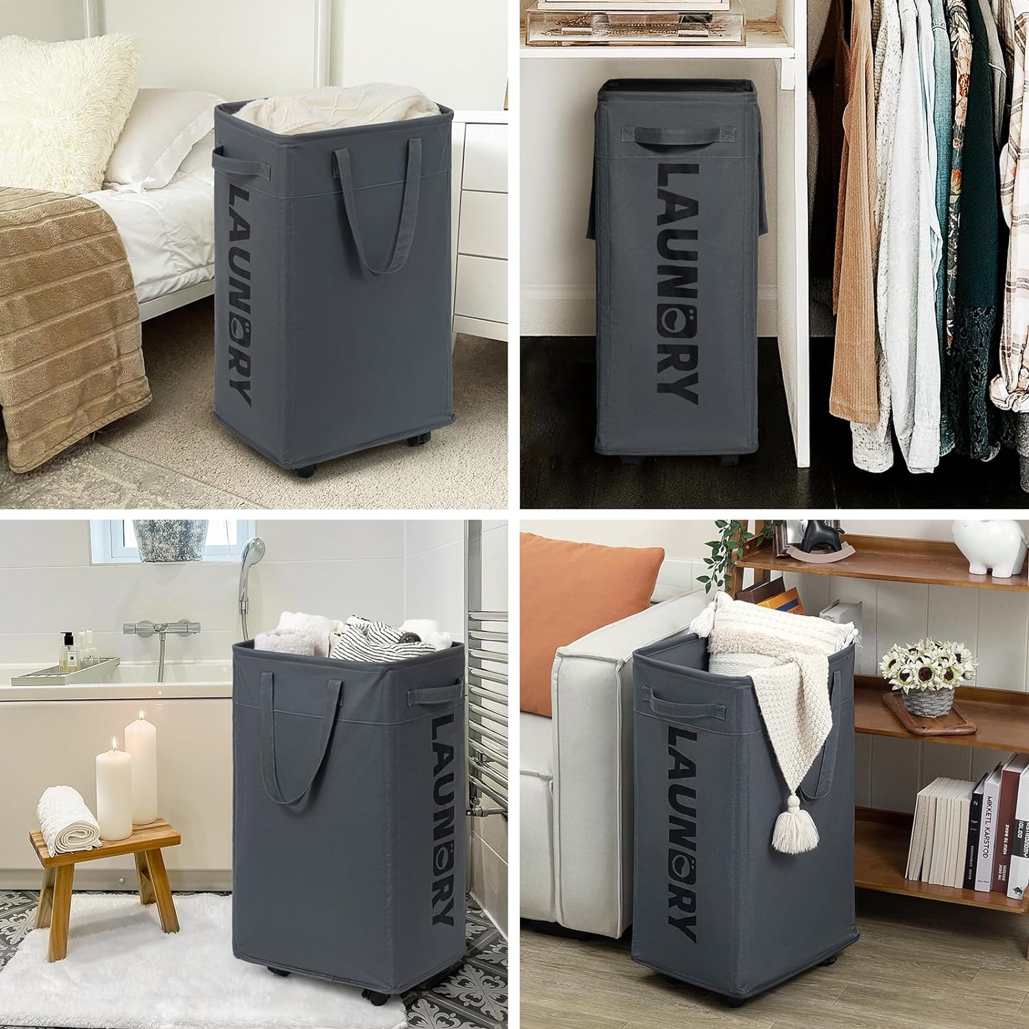 75L Collapsible Large Laundry Basket with Wheels