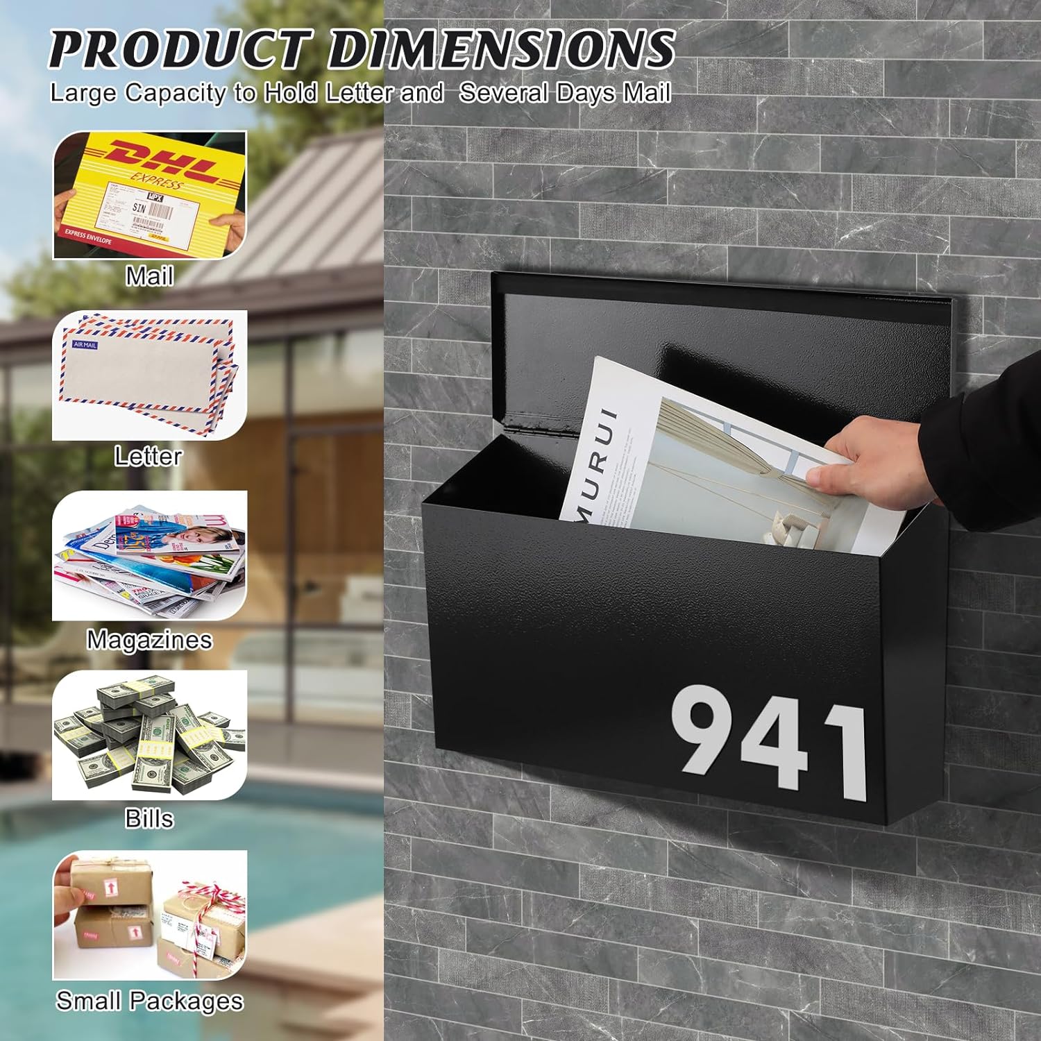 Large Capacity Wall-Mount Mailbox