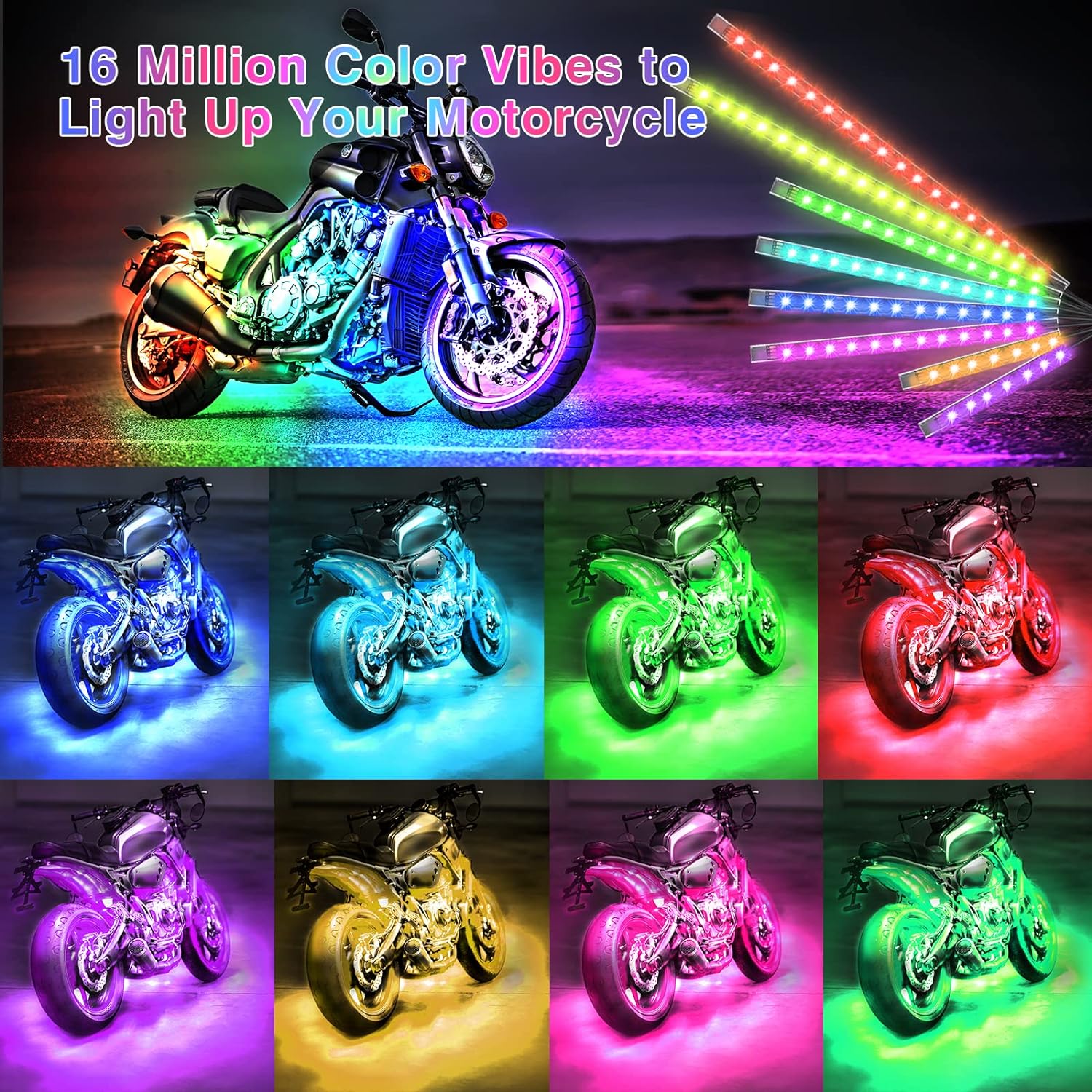 12pcs Motorcycle Led Light Kit With Brake Light Turn Signal