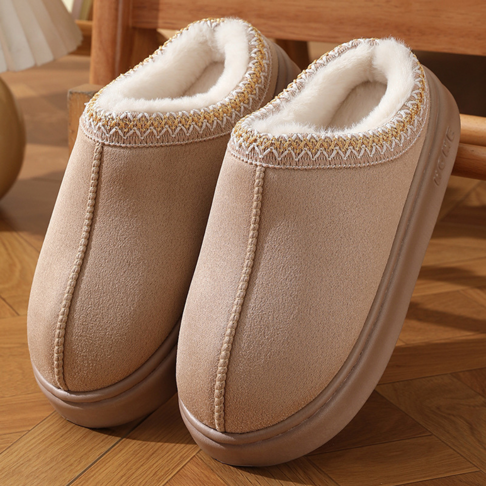 Fluffy Insole Platform Slippers Winter Slip On Faux Fur Shoes