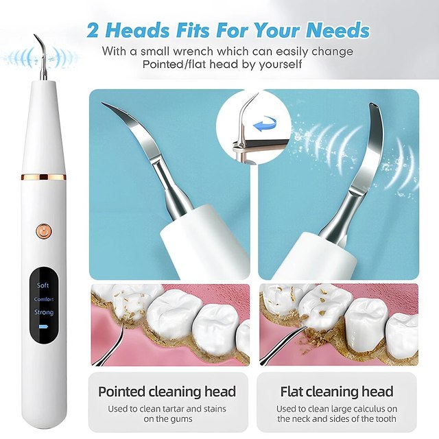 Ultrasonic Scaling Wand: Efficient and safe tooth cleaning at home with LED light and USB quick-charge function