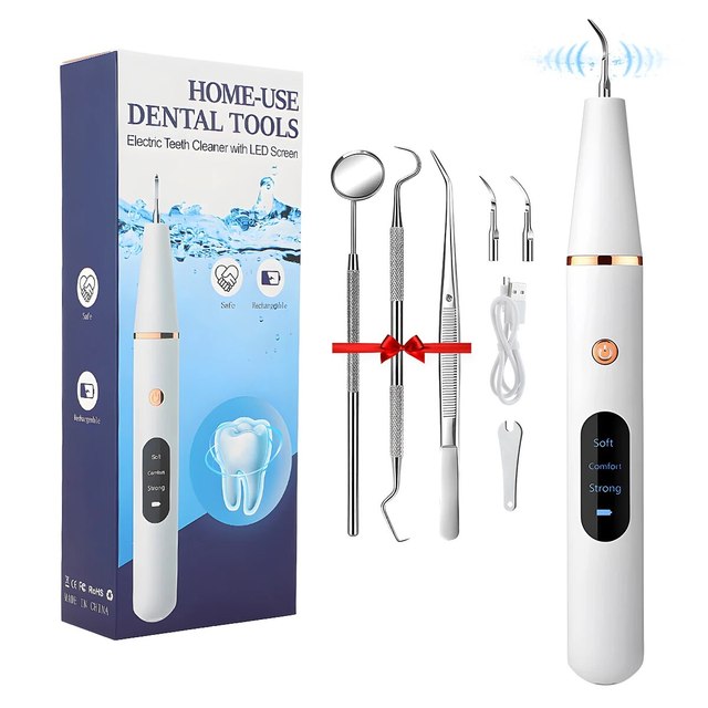 Ultrasonic Scaling Wand: Efficient and safe tooth cleaning at home with LED light and USB quick-charge function