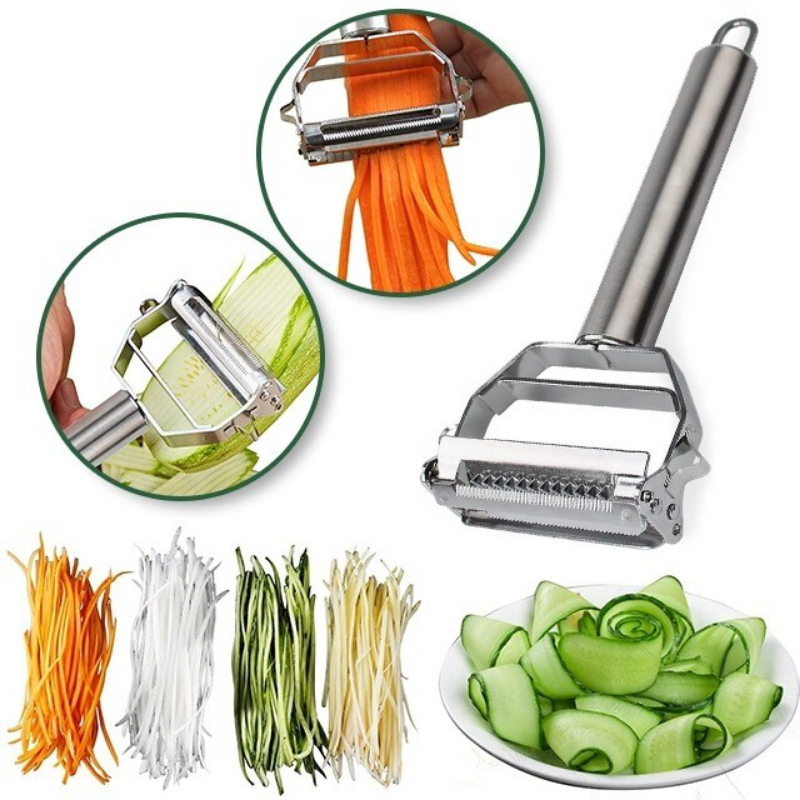 Ultra-sharp stainless steel multifunction vegetable peeler