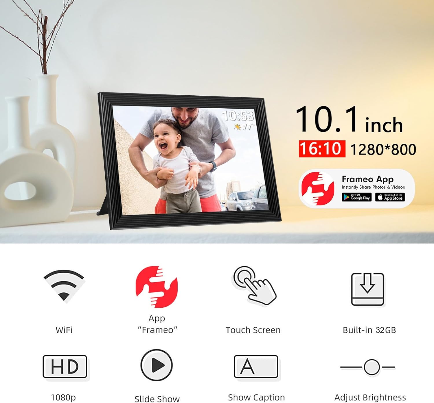 Digital Picture Frame Large Andoer 10 Inch Wide LCD Screen Digital ...