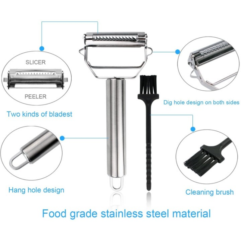 Ultra-sharp stainless steel multifunction vegetable peeler