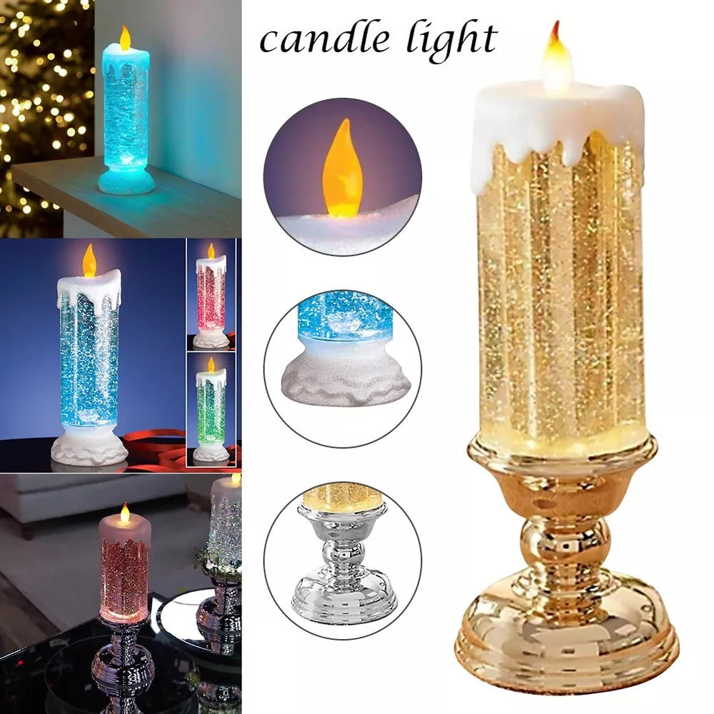 LED Christmas Candles Rechargeable With Glitter