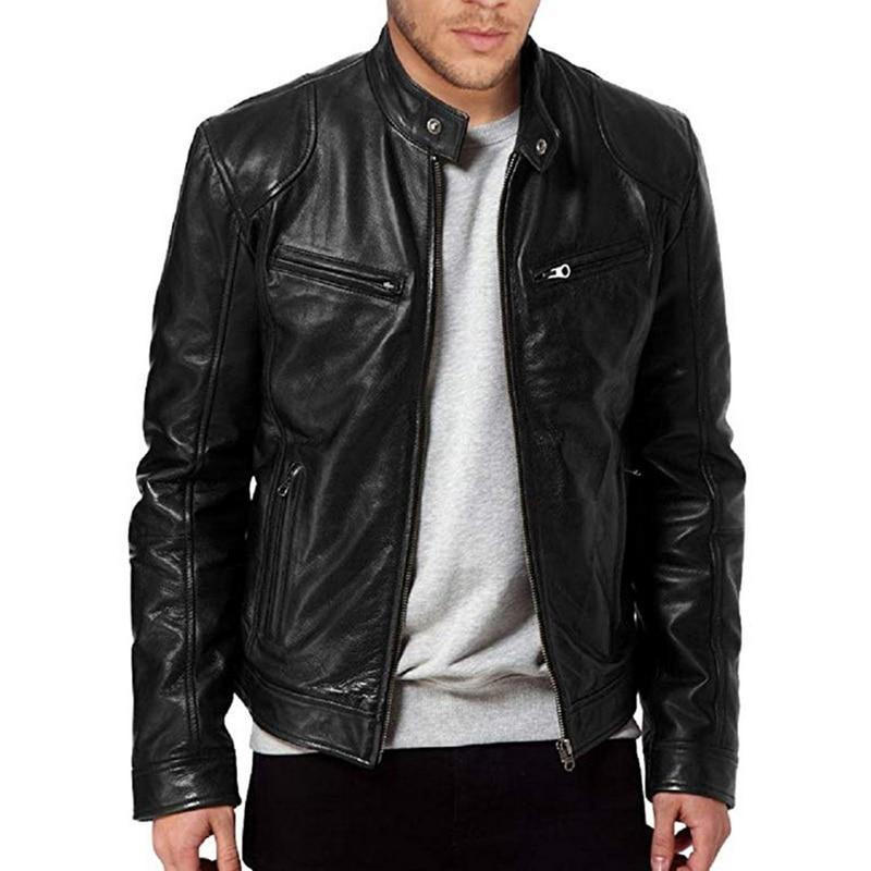 Leather Biker Collar Jacket