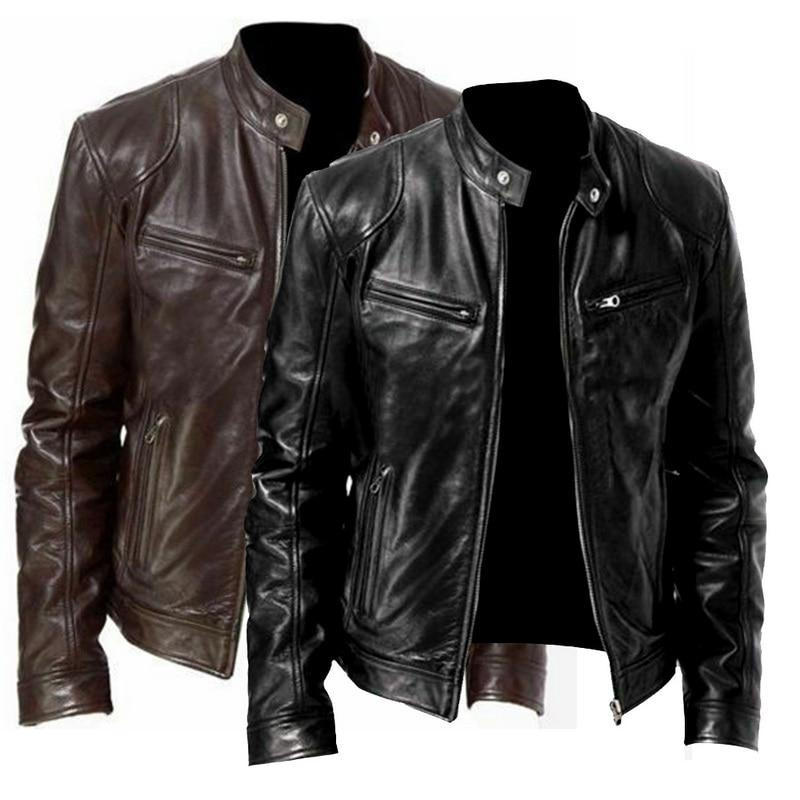 Leather Biker Collar Jacket