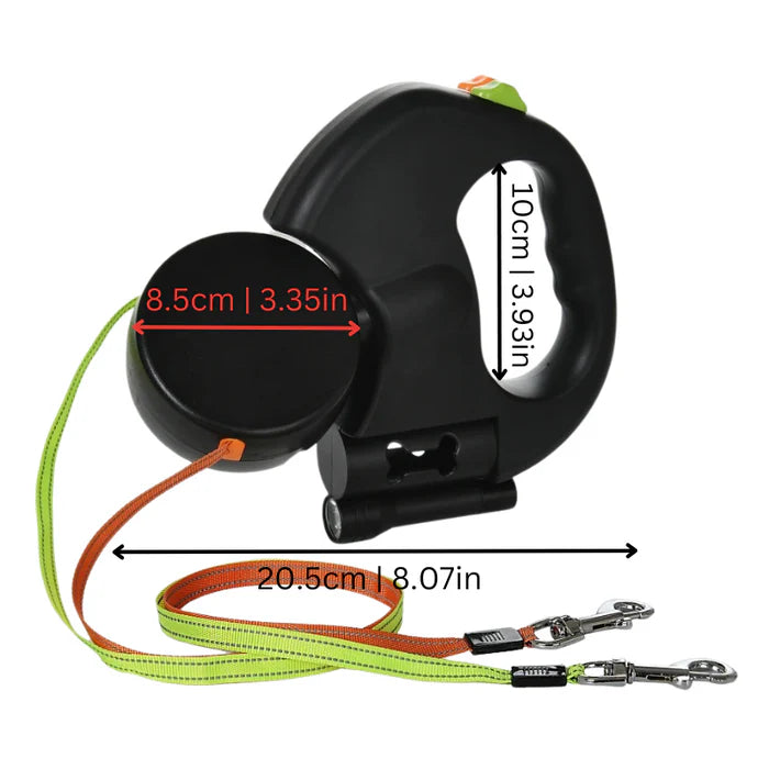 Dual Dog Leash - TangleFree - LED Light & 360° Swivel