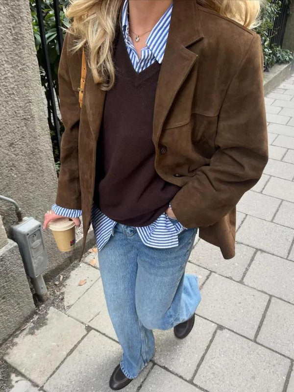 Brown Single-breasted Jacket