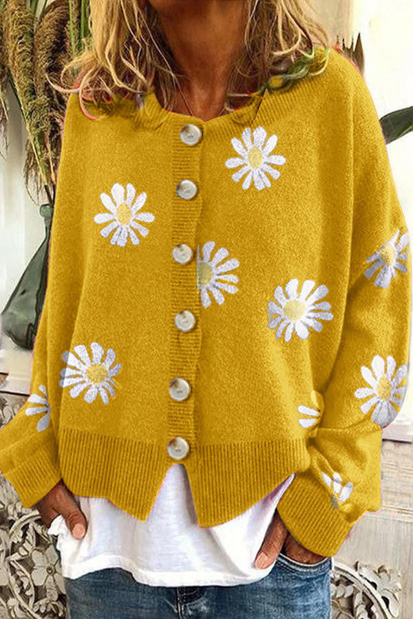 Floral Embroidery Knitted Sweater