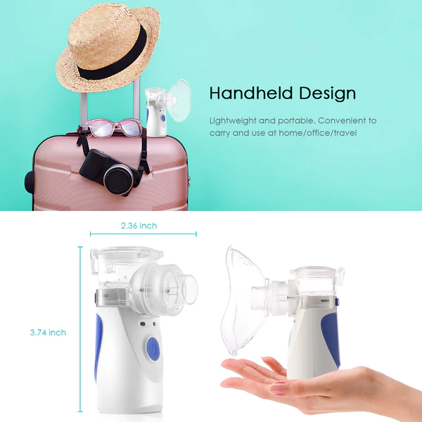 Mini Ultrasonic Portable Handheld Nebulizer Machine Mesh Steam Inhaler for Kids, Adults