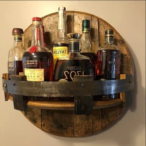 Bourbon Whiskey Barrel Shelf - Rustic Bar Accessories