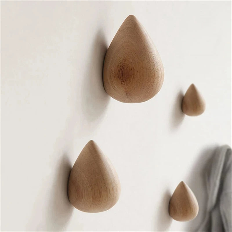Beech Wood Water Drop Wall Coat Holder