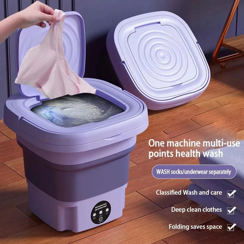 Foldable Portable Washing Machine with Spin Dryer | Mini Clothes Washer