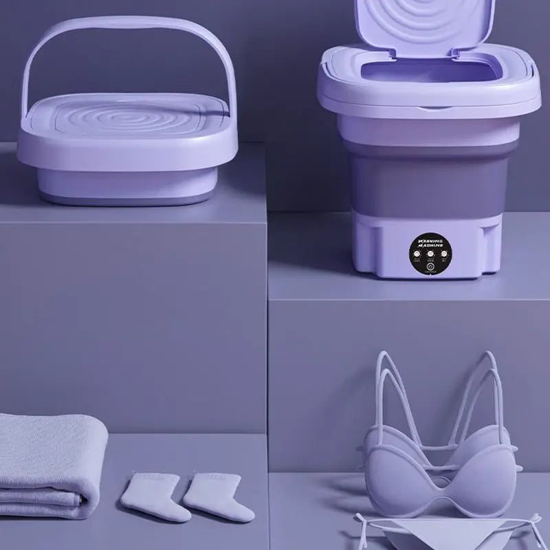 Foldable Portable Washing Machine with Spin Dryer | Mini Clothes Washer