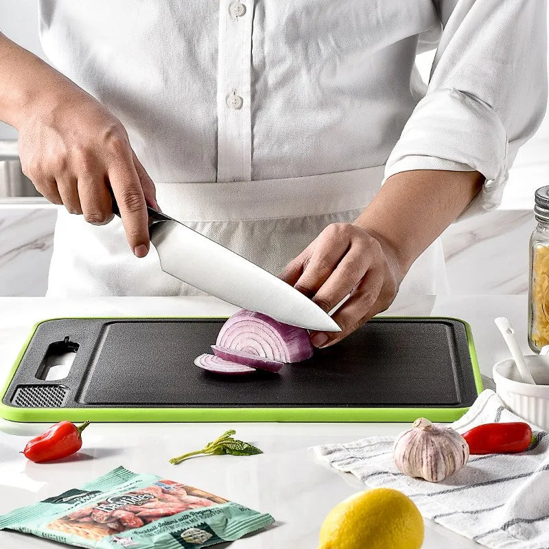 4-in-1 Cutting Board with Thawing Tray and Knife Sharpener