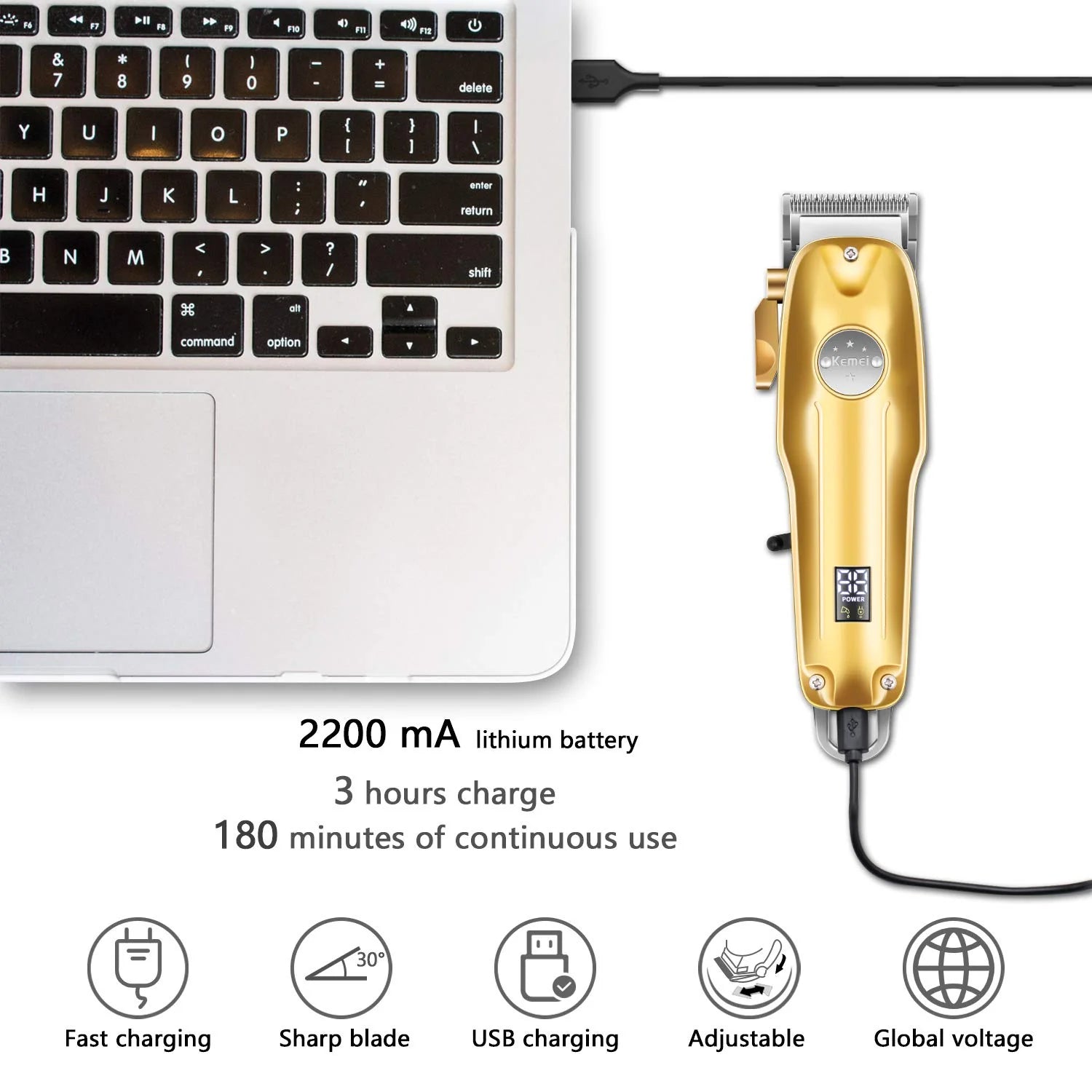 Professional Hair Clippers for men gold Set | Gold Hair Clippers Cordless