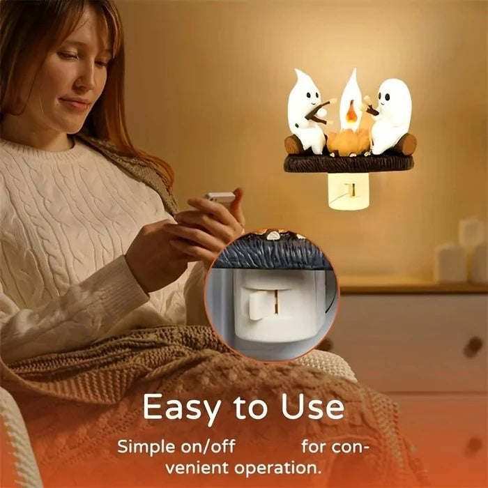 Halloween Ghost Bonfire Night Light - Campfire Flicker Flame Night Light