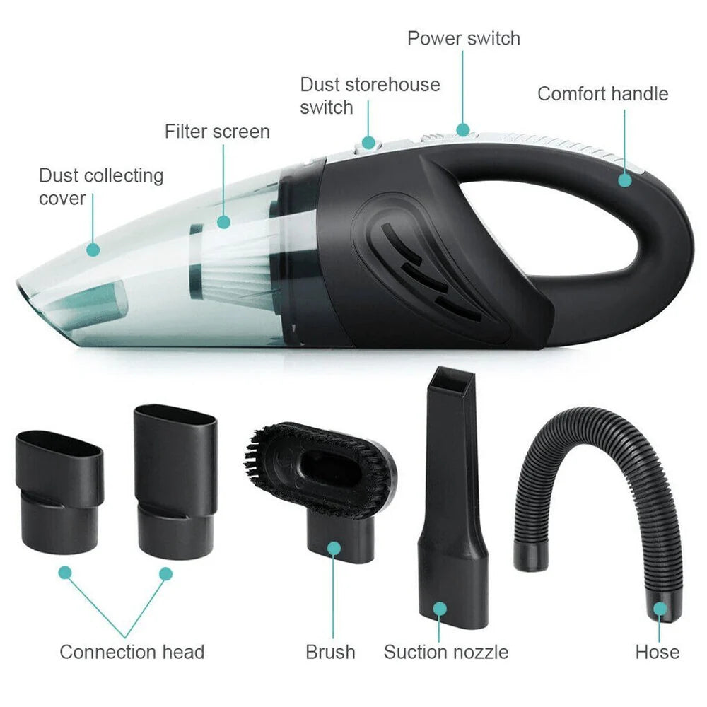 Handheld Cordless Vacuum Cleaner USB (120W 4000PA) for Car, Home, Pet hair and more (Wet/Dry)