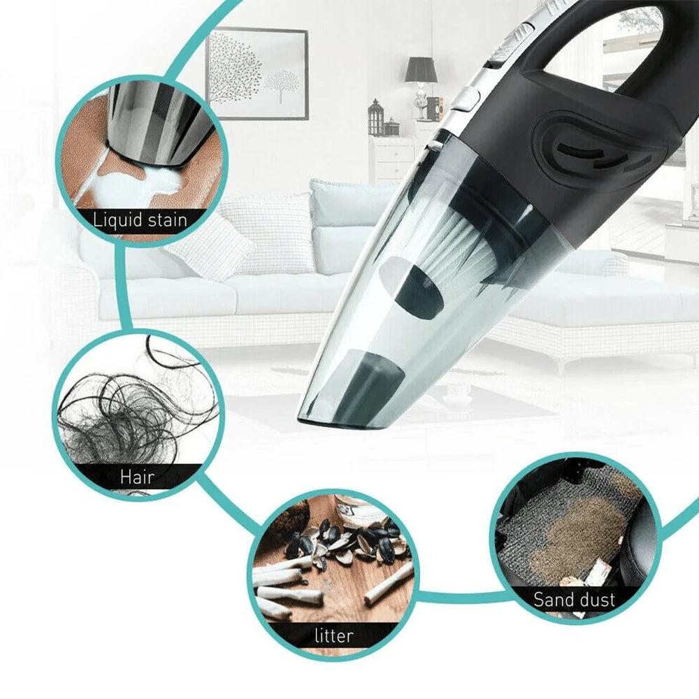 Handheld Cordless Vacuum Cleaner USB (120W 4000PA) for Car, Home, Pet hair and more (Wet/Dry)