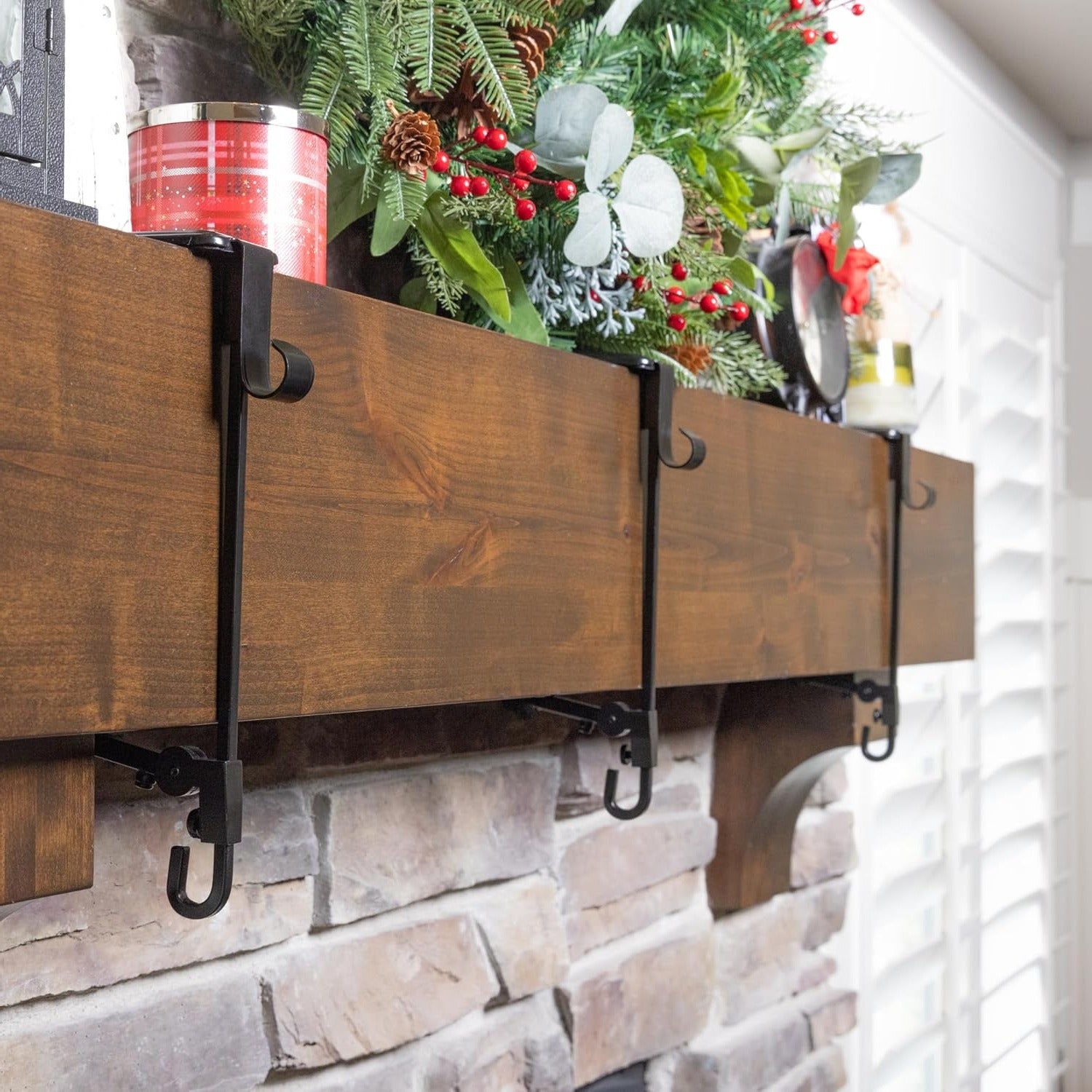 Adjustable Fireplace Stocking and Garland Hanger Set