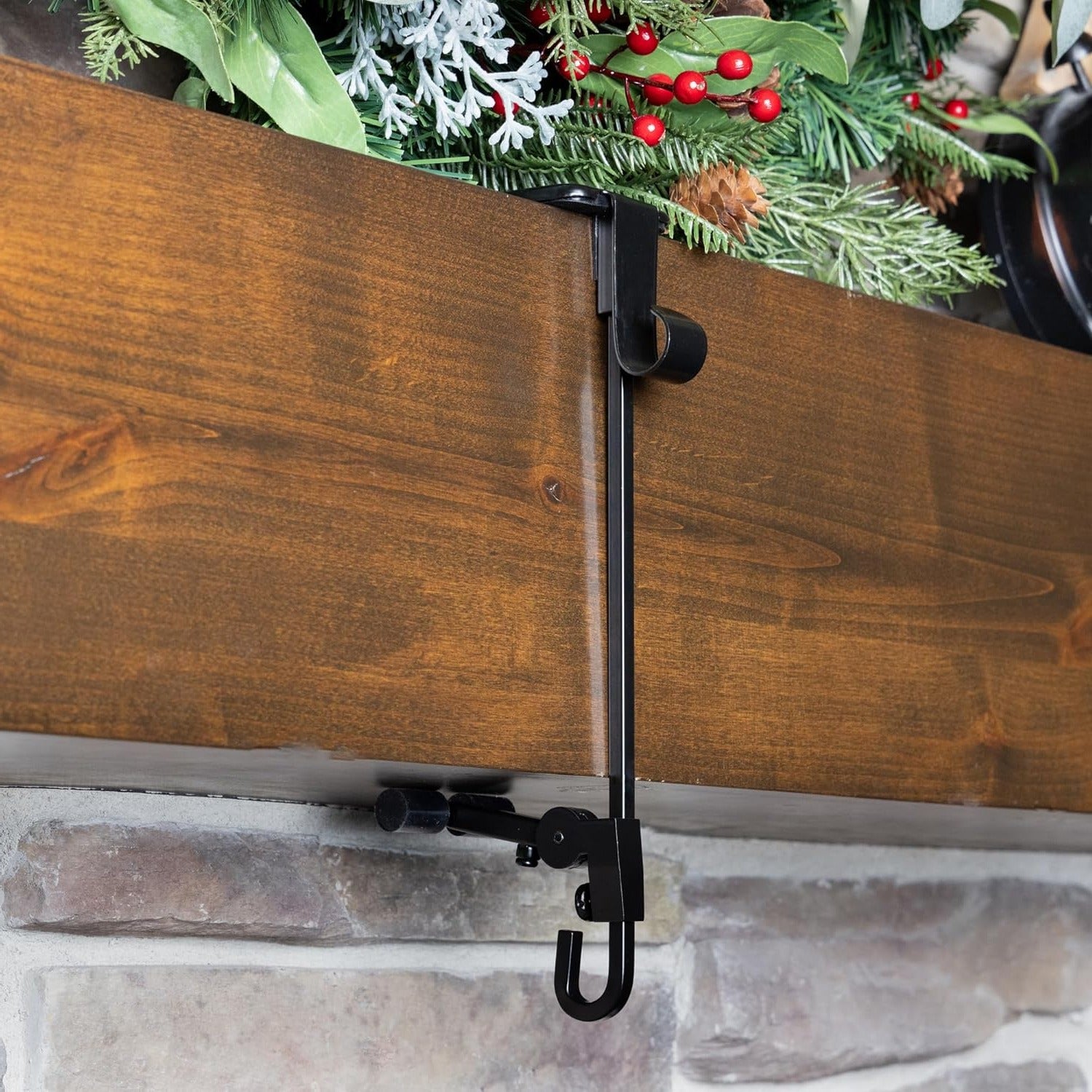 Adjustable Fireplace Stocking and Garland Hanger Set