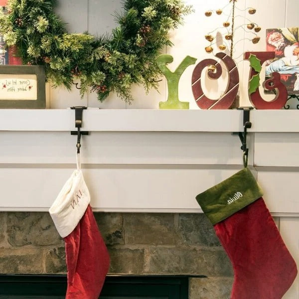 Adjustable Fireplace Stocking and Garland Hanger Set