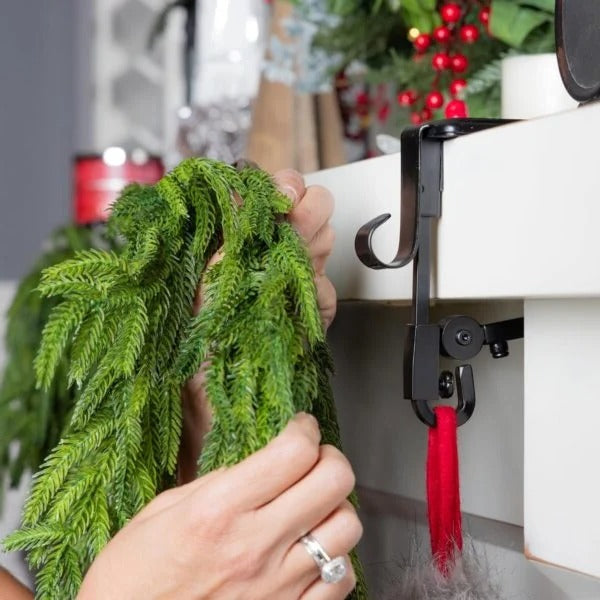Adjustable Fireplace Stocking and Garland Hanger Set