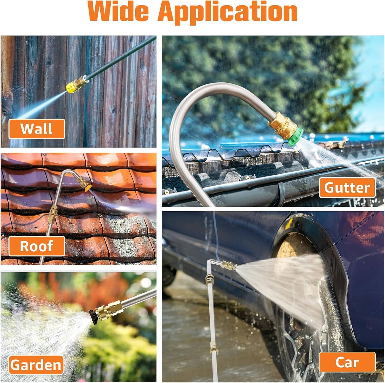 4000 PSI Telescoping High Pressure Power Washer Extension Wands For Gutter & Roof Drainage & Walls Cleaning