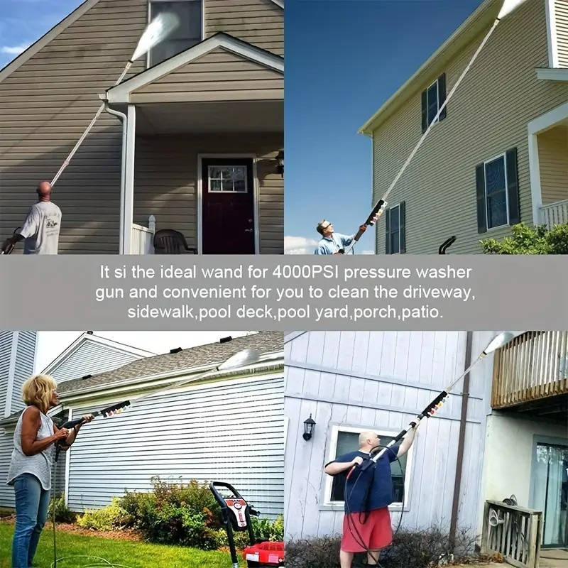 4000 PSI Telescoping High Pressure Power Washer Extension Wands For Gutter & Roof Drainage & Walls Cleaning