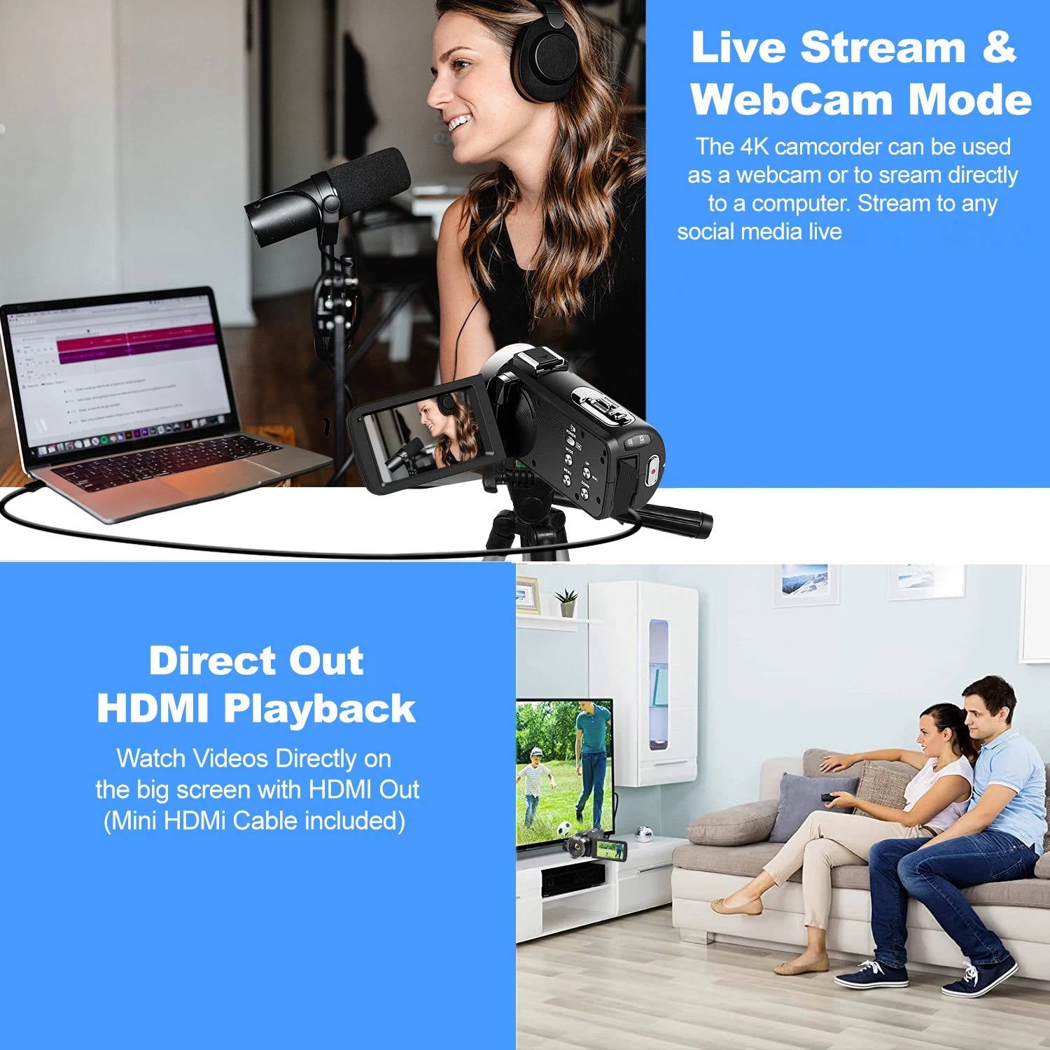 4K Video Camera Camcorder YouTube Vlogging WiFi 48MP Camera