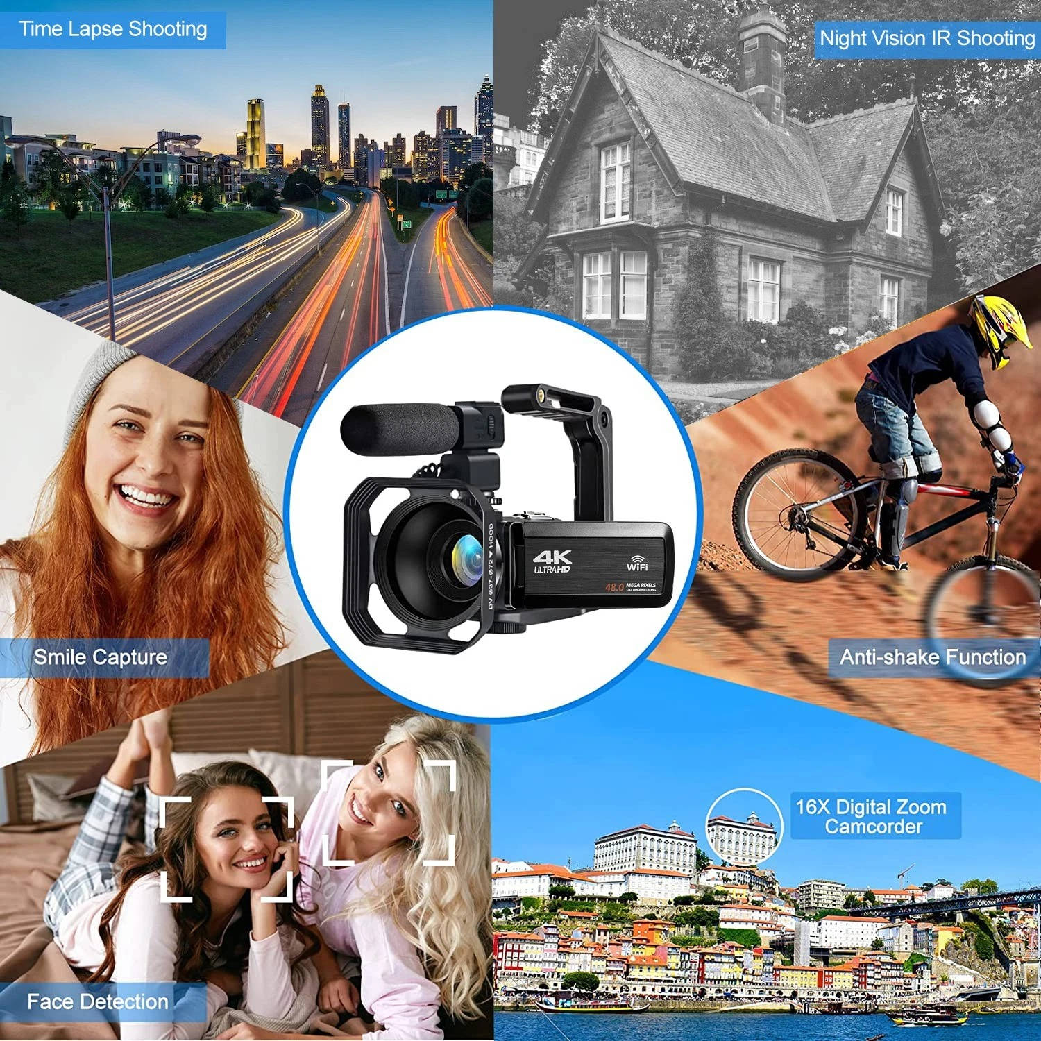 4K Video Camera Camcorder YouTube Vlogging WiFi 48MP Camera