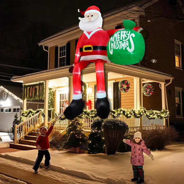 Giant 8FT LED Climbing Santa Inflatable – Premium Outdoor Christmas Decoration