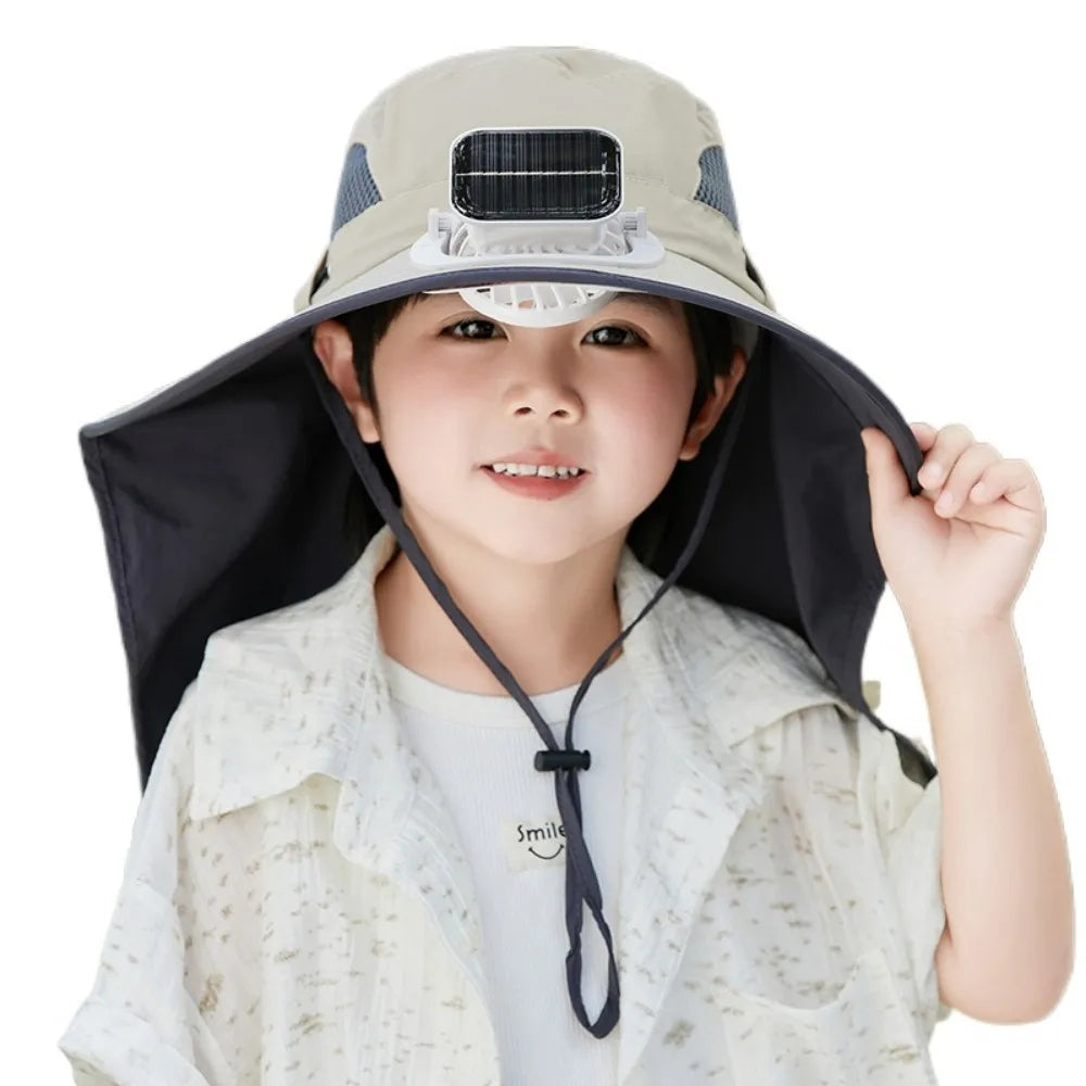 Adjustable Kids Solar Fan Hat